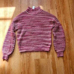 GAP Pink Space Dye Mockneck Sweater Soft Warm Bulky Knit Cotton Acrylic S Tall